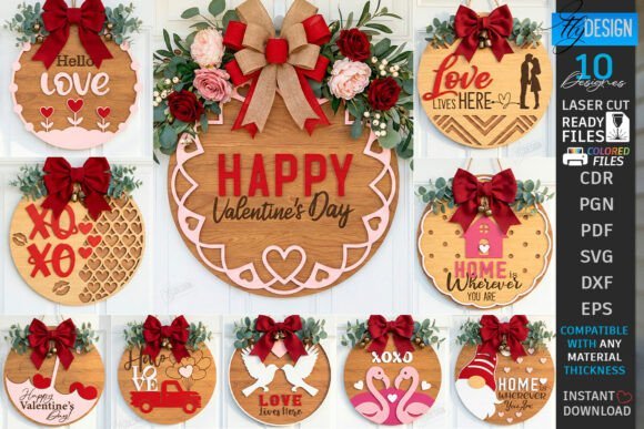 Valentines Day Round Door Signs 140577295 Creativo Digital